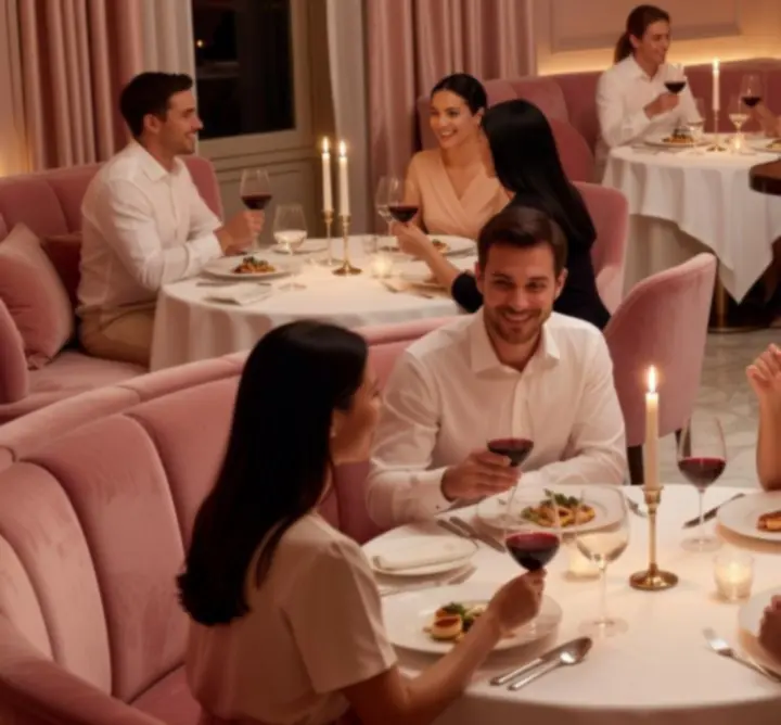 Elegancka sala restauracyjna Nocna View z subtelnymi kasynowymi akcentami