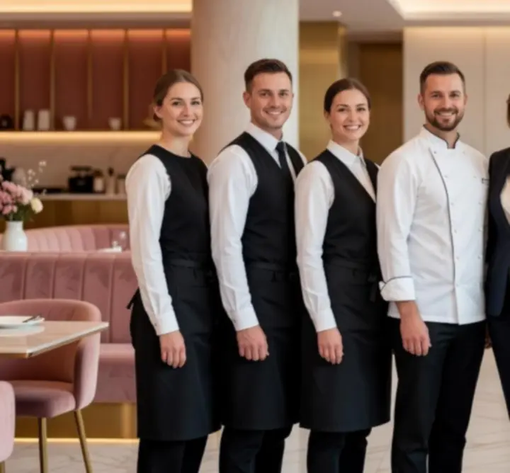 Zespół restauracji Nocna View przygotowujący elegancką kolację